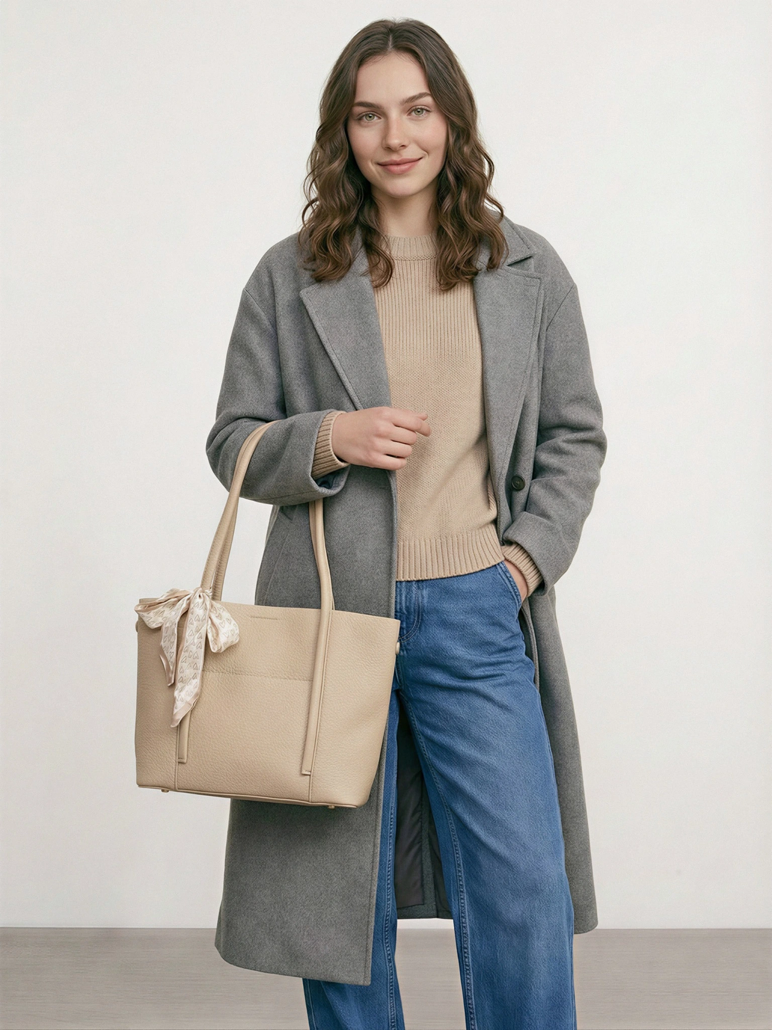 Сумка-тоут с декоративным платком в ассортименте